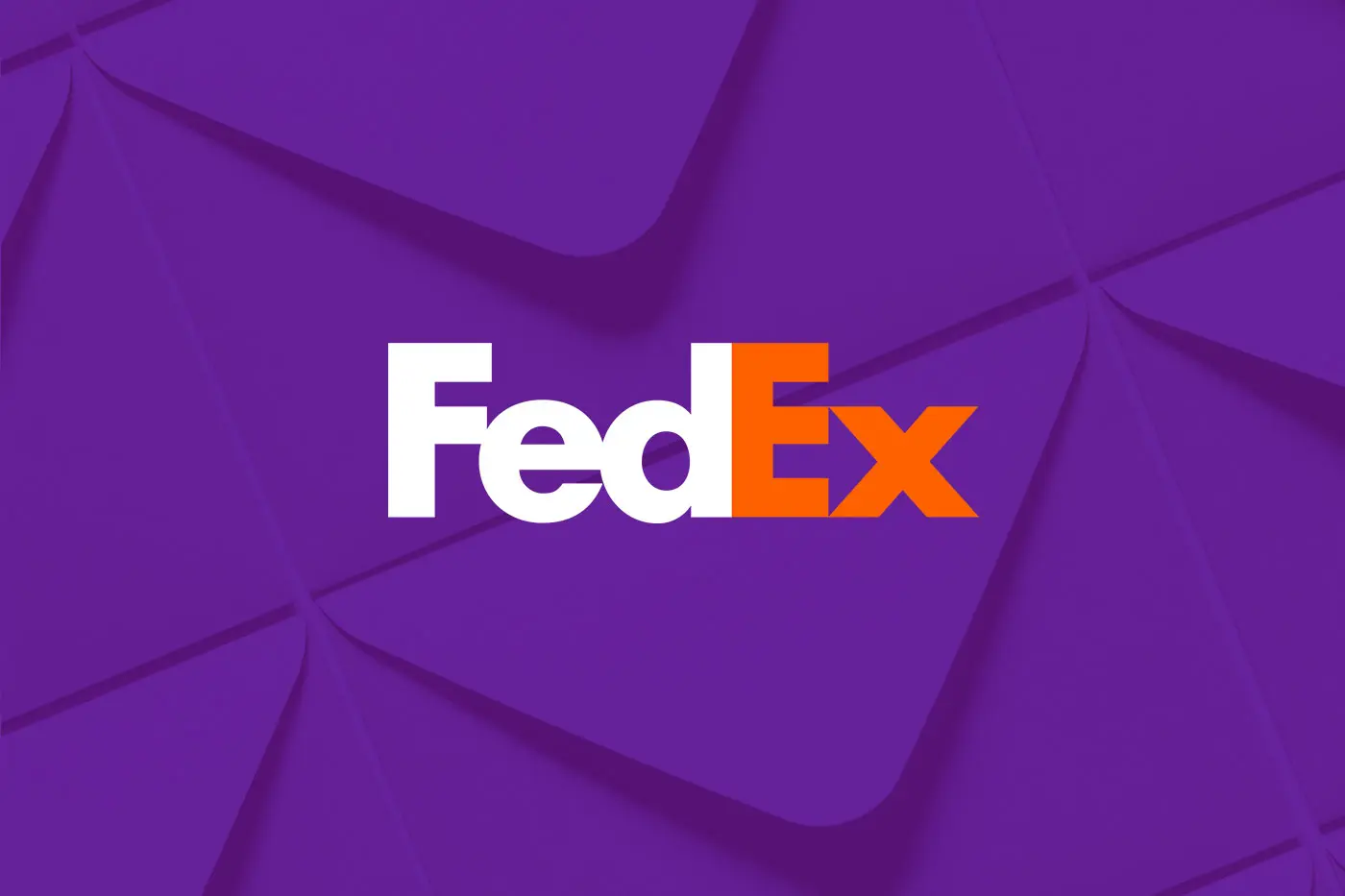 FedEx logo on a textured purple background