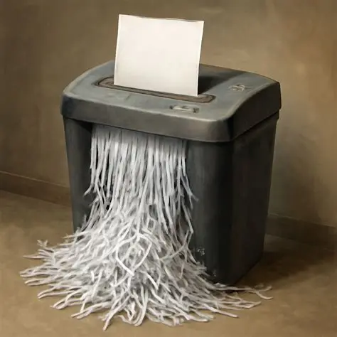 a shredder destroying a confidential document